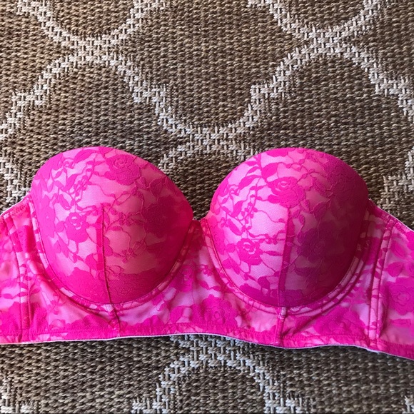 Tops - Sexy Hot Pink Lace Bustier Sz 36D